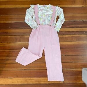Burt’s Bees Overall and Floral Top Set, Size 4T (NWOT)